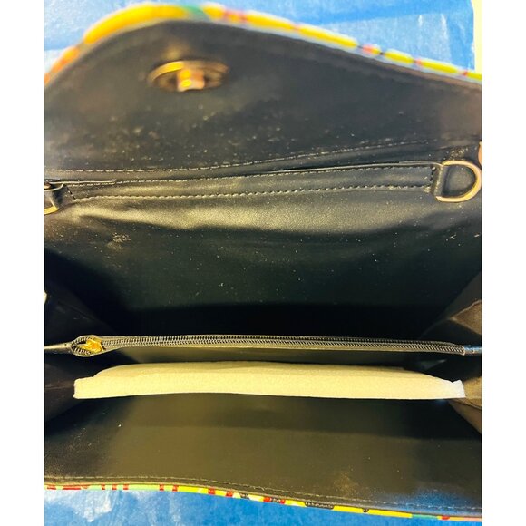 Graffiti Print Clutch Bag With Chain Crossbody Strap Magnetic Snap Closure 11x7” - Picture 3 of 4